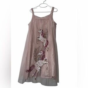 Monsoon girls Pink tulle glittery Sequin Pegasus unicorn Dress Sz 11